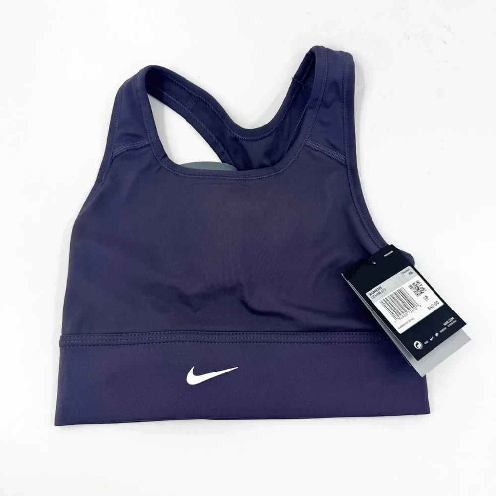 Nike Swoosh Medium Support Sports Bra Purple Racerback CZ4496-573 XS